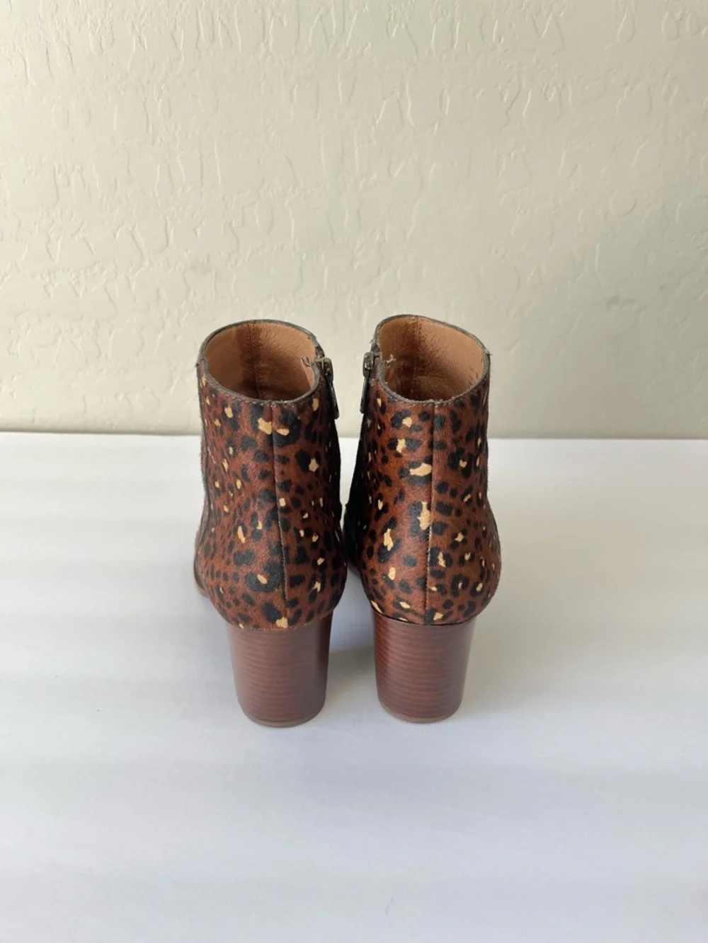 Madewell Rosie Animal Leopard Print Calf Hair Block Heel Booties Size 9 Brown
